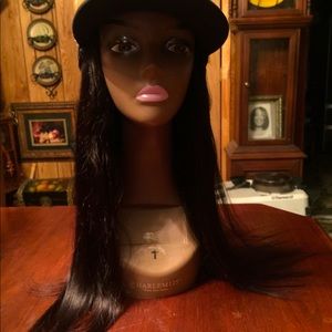 Human Long Hair Don’t Care Chemo Cap Wig Hat Blk